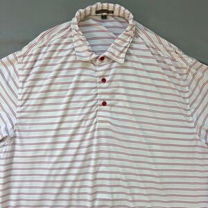 PETER MILLAR Summer Comfort Polo Mens Large White Red Stripe San Jose Golf CC